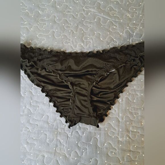Shade & Shore black bikini ruffle swim bottoms size medium - Picture 1 of 3